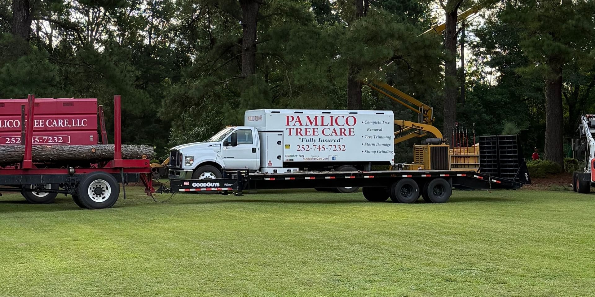 Pamlico Tree Care spider lift on the river